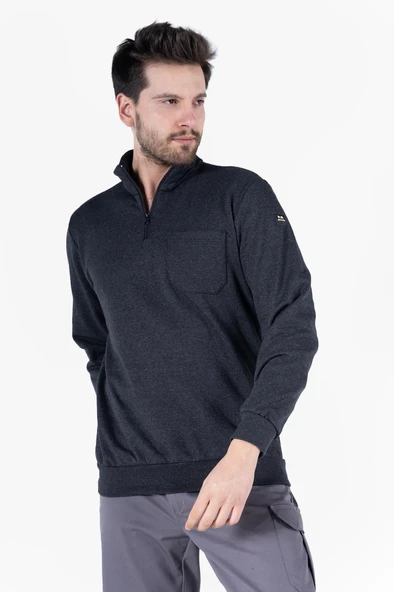 2 İplik Dik Yakalı Fermuarlı Sweatshirt - 8