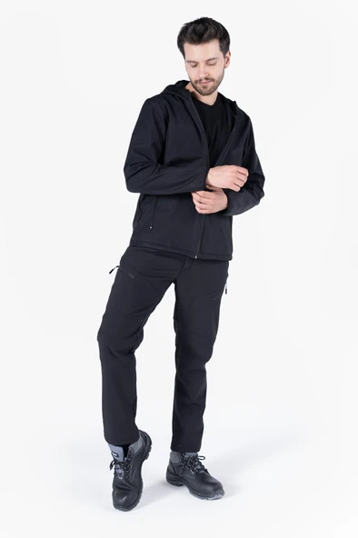 Kapüşonlu Softshell Mont - 1