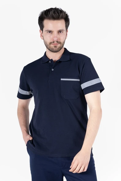 Polo Yaka Reflektörlü T-Shirt - 1