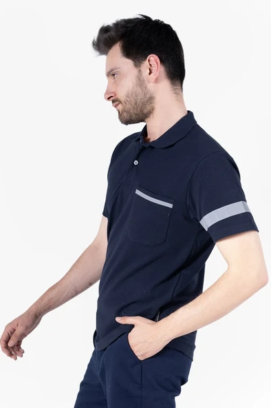 Polo Yaka Reflektörlü T-Shirt - 4