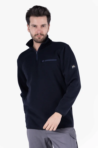 3 İplik Dik Yakalı Fermuarlı Sweatshirt ürün görseli