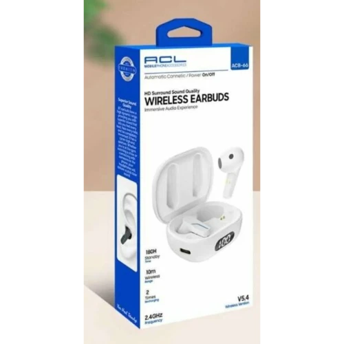 Acb66 Kulaklık Kulaklık Earpbuds Bluetooth 180H 2.4 Ghz V5.4 Wireless ACB-66. Beyaz - Resim 3