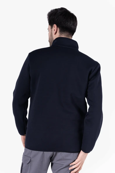 3 İplik Dik Yakalı Fermuarlı Sweatshirt - Resim 2