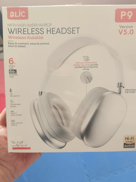 Blic P9 Kablosuz 5.0 v Bluetooth Kulaklık Yüksek Ses Kalitesiyle kulaklık - 1