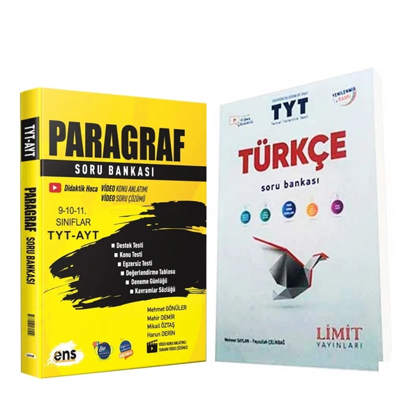 Limit TYT Türkçe ve ENS TYT AYT Paragraf Soru Bankası Seti 2 Kitap ürün görseli 1
