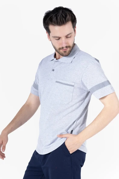 Polo Yaka Reflektörlü T-Shirt - 8