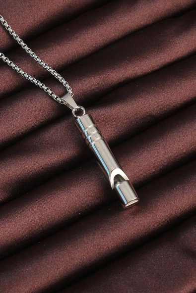 Acil Durum Düdüğü 316L Çelik Kararma Yapmaz Yüksek Desibel Kolye Unisex - Resim 5