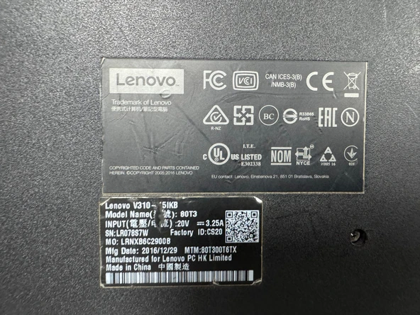 LENOVO V310 LAPTOP PARÇALARI ( AÇIKLAMAYI OKUYUNUZ ) - 6