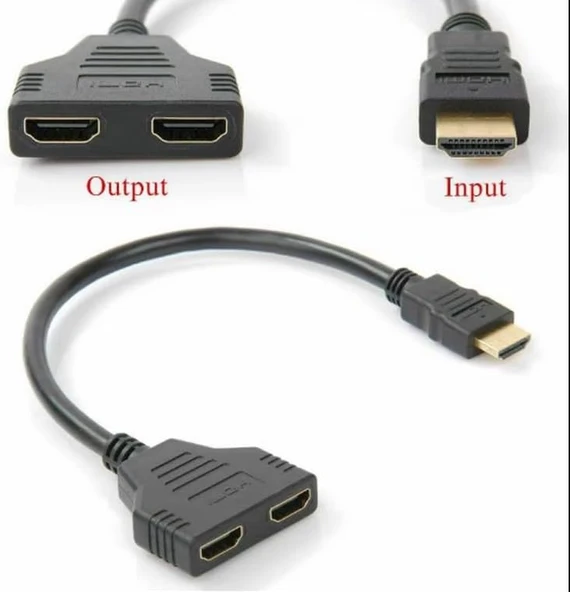 HDMI Splitter Adaptör Kablosu, Erkek-Hdmi Dişi X 2 Adaptör 30 Cm Kablo Çoklayıcı Splitter, Aynı Anda İki Aynı TV'yi Destekler 1080P - Resim 2