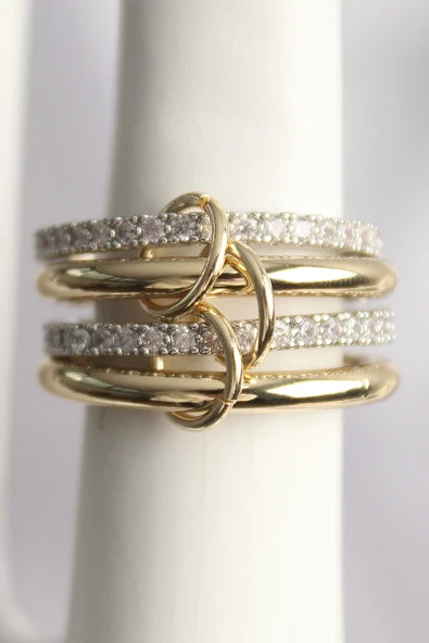 Pirinç Mix Renk Zirkon Taşlı 4'Lü Kadın Yüzük - 2