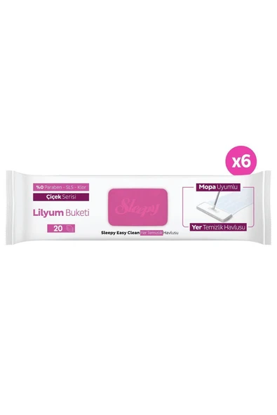 Sleepy Easy Clean Lilyum Buketi Mopa Uyumlu Yer Temizlik Havlusu 6X20 (120 Yaprak) - Resim 3