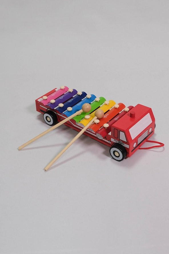 Hamaha Wooden Toys Ahşap Eğitici Geliştirici Kamyon Ksilofon (13*31 cm-hobi Müzik Nota-renkli)