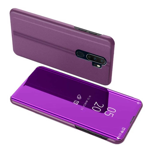 Oppo A5 2020 / A9 2020 Uyumlu Aynalı Kapaklı Lüx Kılıf - Resim 2