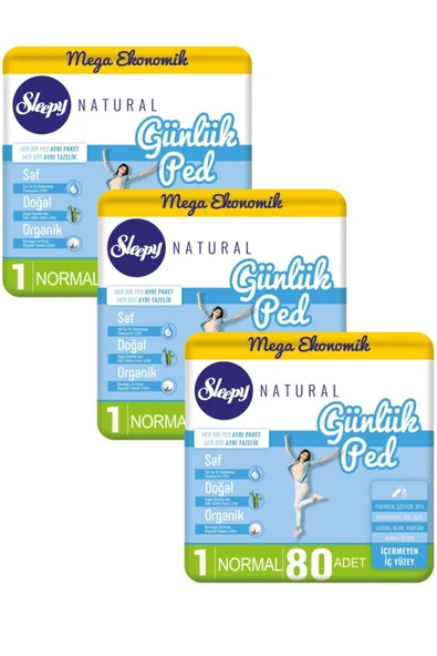 Sleepy Natural Günlük Ped Normal 3x80li ürün görseli