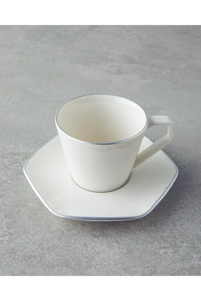Marlin Bone Porselen 12 Parça 6 Kişilik Kahve Fincan Takımı 80 ml Silver - 3