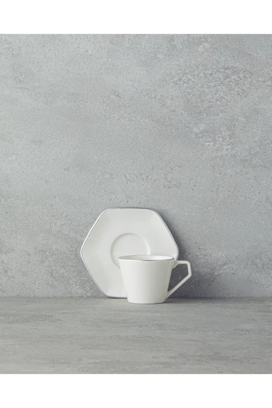 Marlin Bone Porselen 12 Parça 6 Kişilik Kahve Fincan Takımı 80 ml Silver - 2