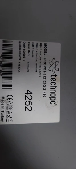 TEKNOPC H611212Q i3-4160 8GB DDR3 RAM 128 GB SSD W10H Masaüstü Bilgisayar 2.EL KULLANILMIŞ 6 AY GARANTİLİ - 2
