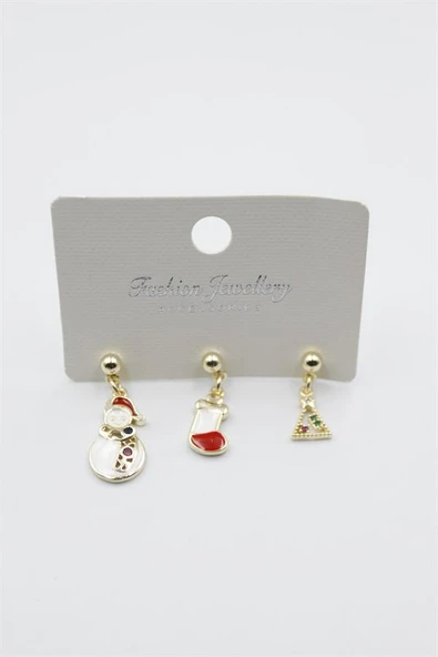 Yeni Yıl Temalı Küpe - Altın - Resim 2