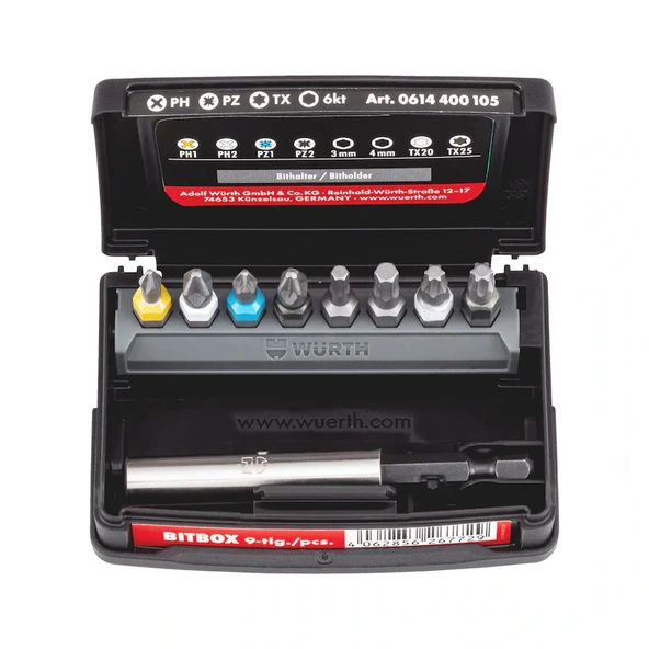 Würth Bits Uç Seti Ph/Pz/Tx/Allen (9 Parça) - 1