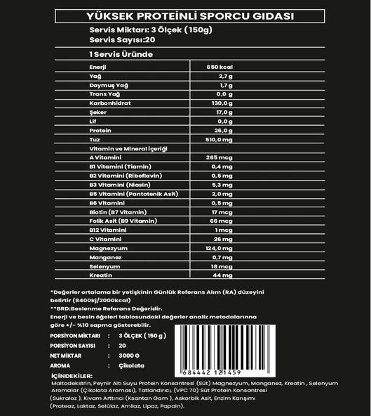 Titan Premium Gainer 3000Gr-Çikolata-Aroma - 2