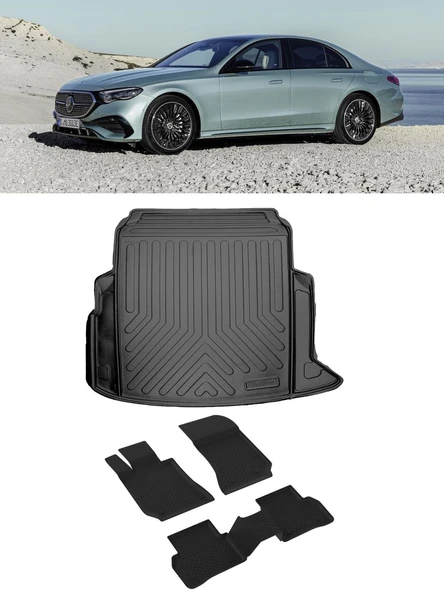 Sahler Mercedes E Seri W214 2023 ve Sonrası 4.5D Paspas 3D Rizline Bagaj Havuzu Set ürün görseli