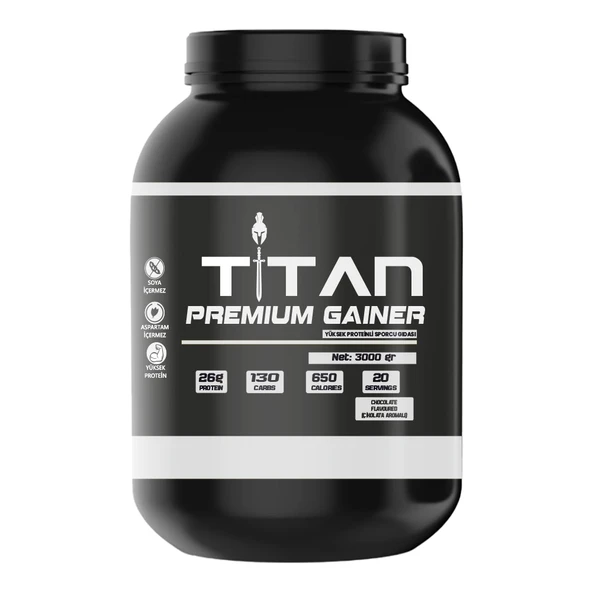 Titan Premium Gainer 3000Gr-Çikolata-Aroma