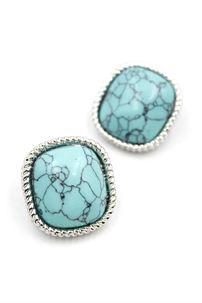 Turkauz Taşlı Küpe - Gümüş ürün görseli 1