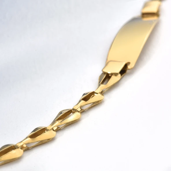 14 Ayar Altın Kaplama Kişiselleştirilmiş İsim Bebek ve Çocuk Gümüş Bilellik Künye - BPC00103 - Resim 2