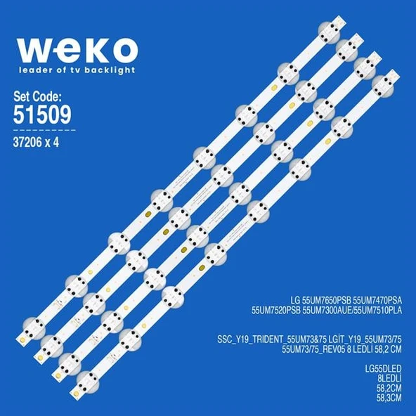 Wkset-6509 37206X4 Ssc_Y19_Trıdent_55Um73 75 Lgit_Y19_55Um73/75 4 Adet Led Bar ürün görseli 1
