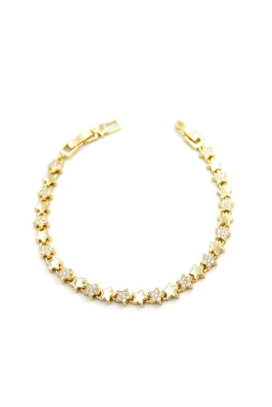 Taşlı Yıldız Bileklik - Altın - Resim 2