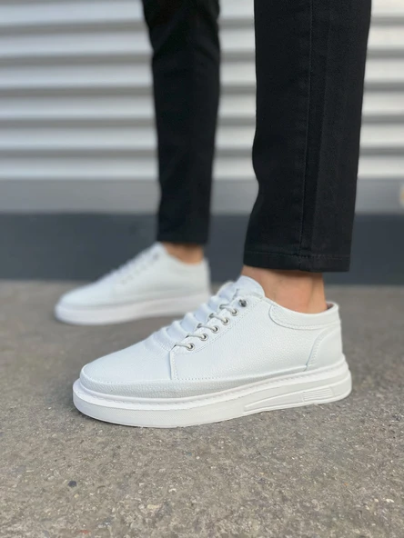 JY0535 Prime Bağcıklı Cilt Erkek Günlük Sneaker Ayakkabı CBT - Beyaz - 2