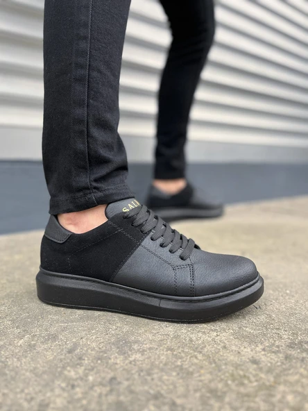 JY151 Boost Bağcıklı Cilt Süet Erkek Günlük Sneaker Ayakkabı CSST - Siyah - 1