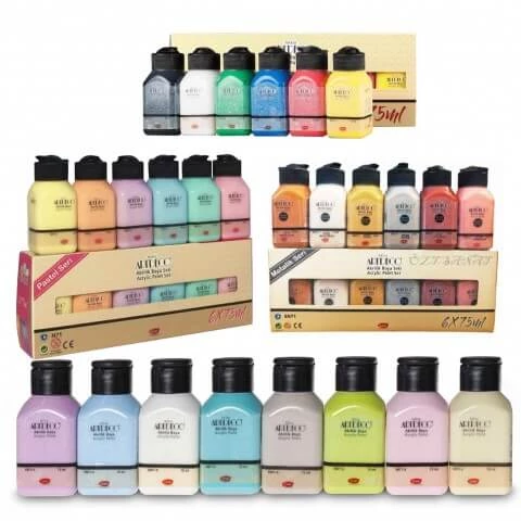 Artdeco Akrilik Boya 26x75ml Pastel + Canlı + Metalik (Smoky Pastel + 6'lı Pastel+6'lı Canlı +6'lı Metalik)