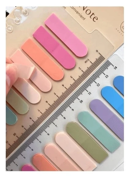 Hayal sepeti 10 Renkli Cetvelli MAVİ PEMBE  tonları Şeffaf Pet Indeks / Index Sticker / Postit / Post-it
