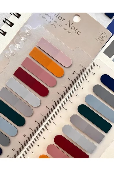 Hayal sepeti 10 Renkli Cetvelli pastel tonları Şeffaf Pet Indeks / Index Sticker / Postit / Post-it