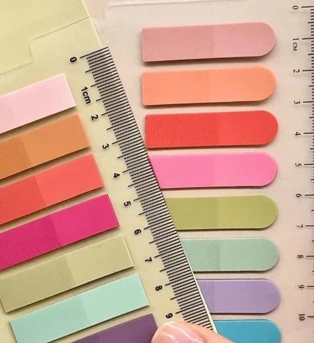 Hayal sepeti 10 Renkli Cetvelli somon laci  tonları Şeffaf Pet Indeks / Index Sticker / Postit / Post-it