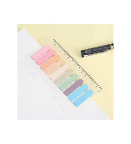Hayal sepeti 10 Renkli Cetvelli MAVİ PEMBE  tonları Şeffaf Pet Indeks / Index Sticker / Postit / Post-it - 3