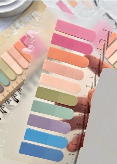 Hayal sepeti 10 Renkli Cetvelli MAVİ PEMBE  tonları Şeffaf Pet Indeks / Index Sticker / Postit / Post-it - 4