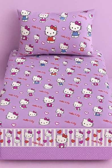 Gasel Home Hello Kitty Pamuklu Kumaş Nevresim Takımı ( Çarşafı Lastikli ) ürün görseli