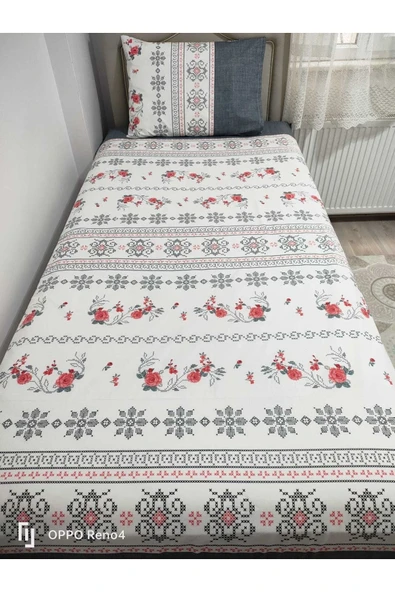 Gasel Home Pamuklu Tek Kişilik Kanaviçe Desen Lastikli Çarşaf Takımı - Resim 2