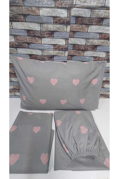 Gasel Home PAMUKLU KALP DESEN TEK KİŞİLİK NEVRESİM TAKIMI (ÇARŞAFI LASTİKLİ) - Resim 2