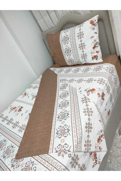 Gasel Home Pamuklu Tek Kişilik Kanaviçe Desen Nevresim Takımı ( Çarşafı Lastikli ) - Resim 3