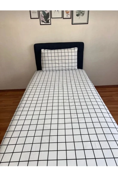 Gasel Home Pamuklu Tek Kişilik Lastikli Çarşaf Takımı Kareli - Resim 2
