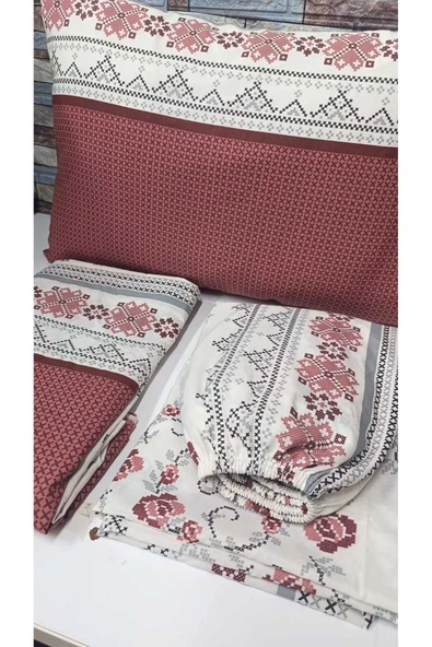 Gasel Home Tek Kişilik Kanaviçe Desen Pamuklu Nevresim Takımı ( Çarşafı Lastikli ) ürün görseli