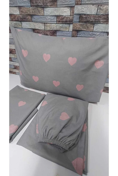 Gasel Home PAMUKLU KALP DESEN TEK KİŞİLİK NEVRESİM TAKIMI (ÇARŞAFI LASTİKLİ) ürün görseli