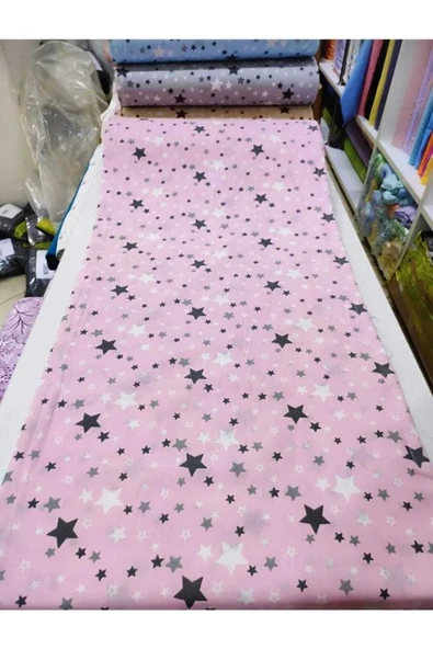 Gasel Home 1 Top ( 30 Metre ) Nevresimlik Çarşaflık Metrelik Kumaş Yıldız Desen - Resim 2