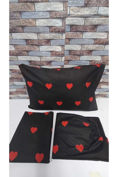 Gasel Home PAMUKLU KALP DESEN ÇİFT KİŞİLİK NEVRESİM TAKIMI (ÇARŞAFI LASTİKLİ) - Resim 2