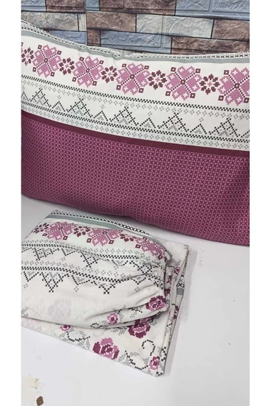 Gasel Home Tek Kişilik Kanaviçe Desen Pamuklu Lastikli Çarşaf Takımı ürün görseli