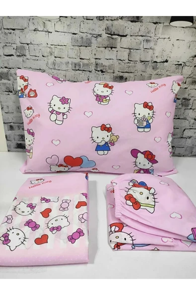 Gasel Home Hello Kitty Pamuklu Kumaş Nevresim Takımı ( Çarşafı Lastikli ) ürün görseli