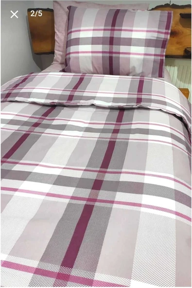 Gasel Home Ekose Desen 4 Parça Lastikli Çarşaflı Tek Kişilik (100X200 CM) Nevresim Takımı - Resim 2